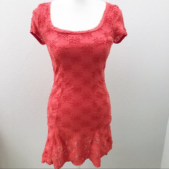 Free People Dresses & Skirts - Free people coral floral cut out dress size XS